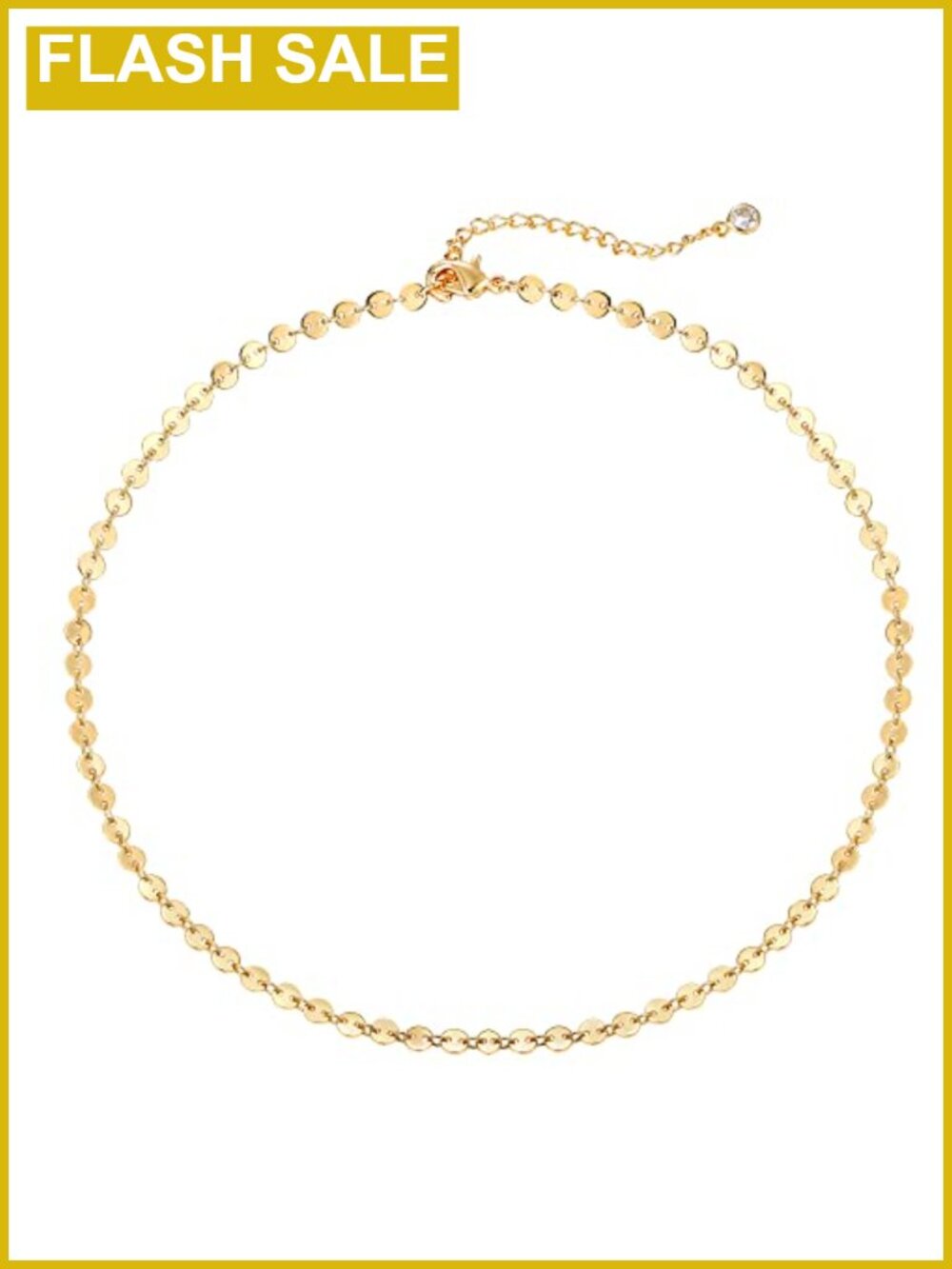 14K Gold Plated Coin Disc Figaro Layered Choker Necklace Dainty
